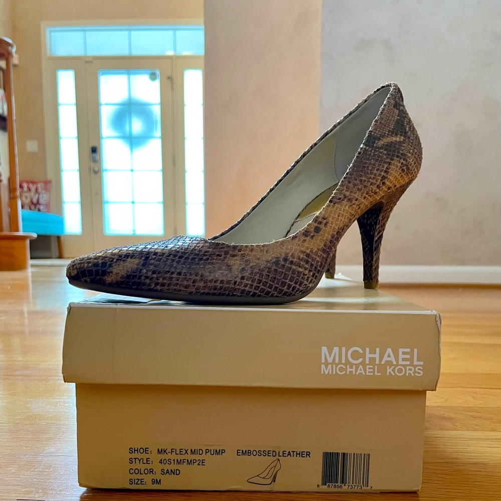 Michael Kors Leather Animal Print Pumps